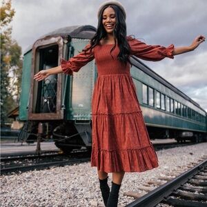 JessaKae Carefree Midi Dress In Rust